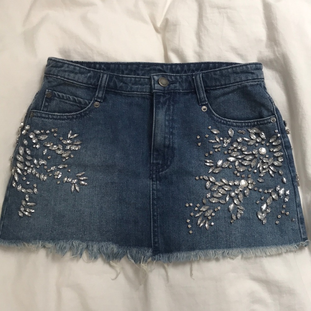 Free people jean mini skirt
